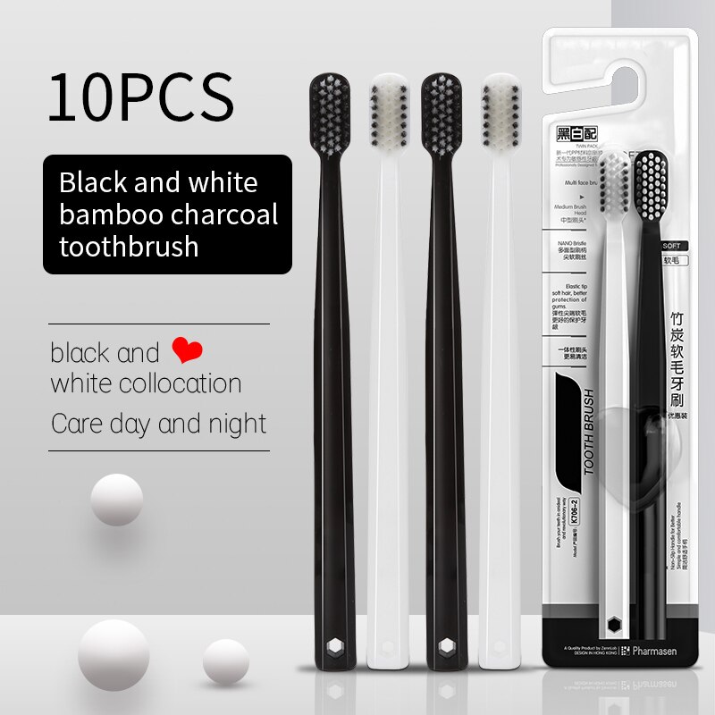 Bamboo Toothbrush - 10PC Bamboe Houtskoolborstel Zijde Tandenborstels met
