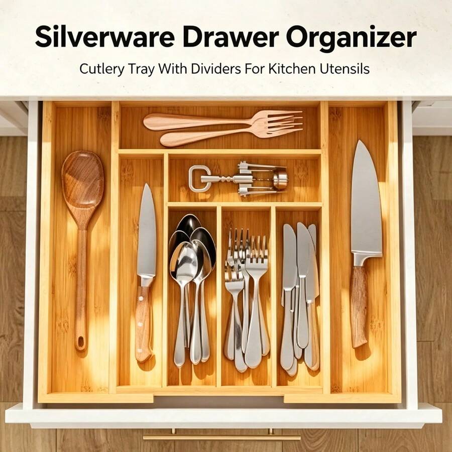 Bamboe lade-organizer, uitbrei - Bamboo Cutlery recensie en prijs
