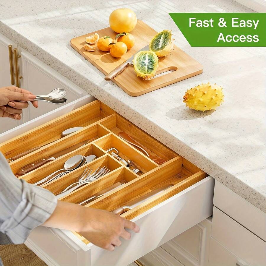 Bamboe lade-organizer, uitbrei - Bamboo Cutlery recensie en prijs